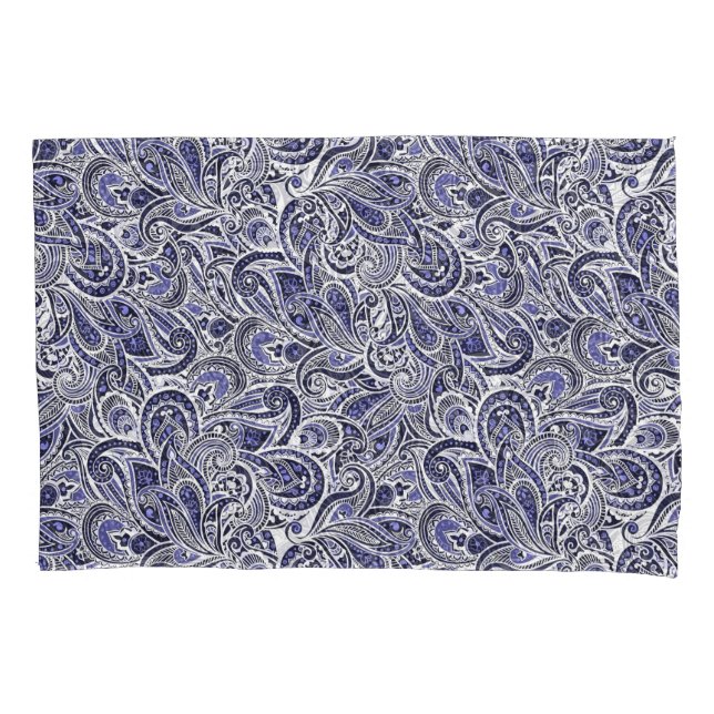 Cute blue white paisley patterns design pillowcase (Front-Left)