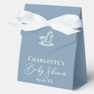 Cute Blue White Rocking Horse Baby Shower Favor Boxes
