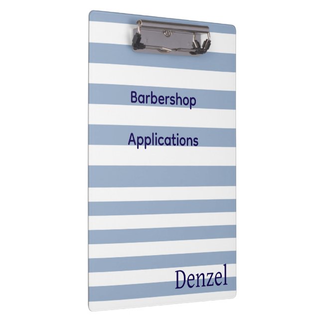 Cute Blue & White Stripe Barbershop Clipboard  (Right)