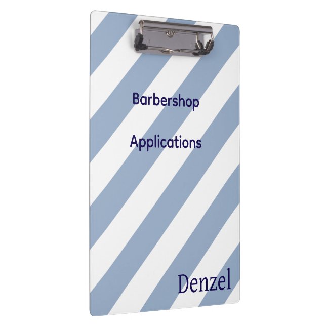 Cute Blue & White Stripe Barbershop Clipboard  (Right)