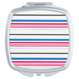 Cute blue white stripes compact mirror