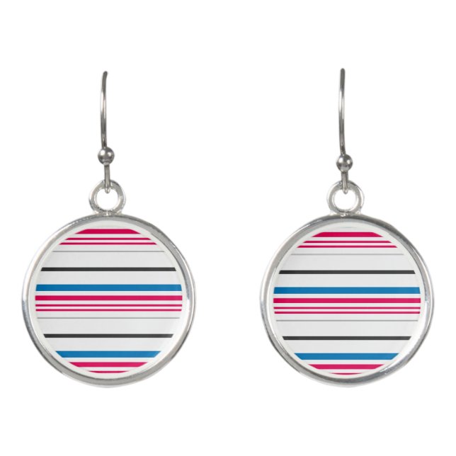 Cute blue white stripes earrings (Front)