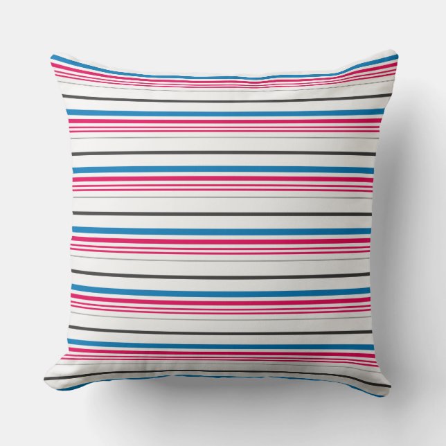 Cute blue white stripes throw pillow (Front)