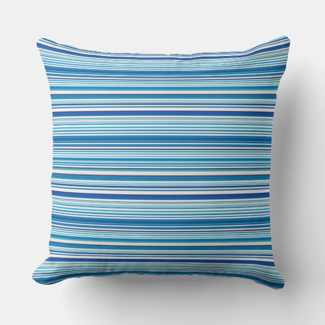Cute blue white stripes throw pillow (Front)