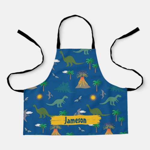 Cute Blue Wildlife Dinosaur Pattern Personalized Apron