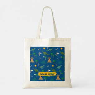 Cute Blue Wildlife Dinosaur Pattern Personalized Tote Bag