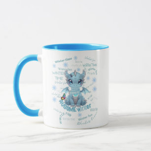 Cute Blue Winter Dragon – Magical Snowflake Mug
