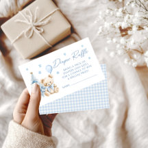 Cute Blue Winter Teddy Bear Baby Boy Diaper Raffle