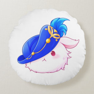 Cute Blue Wizard Bunny Sticker Round Pillow