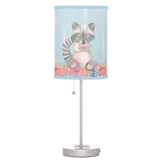 Cute Blue Woodland Animals Baby Nursery Table Lamp (Right)