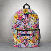 Yellow Flower Floral Monogram Printed Backpack | Zazzle display picture 3