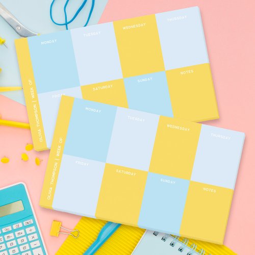 Cute Blue Yellow School Weekly Planner  Post_it Notes