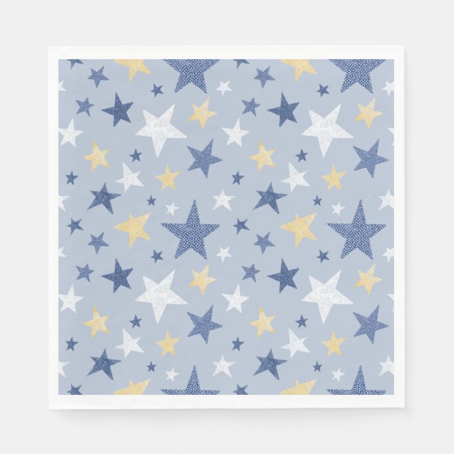 Cute Blue & Yellow Winter Stars Napkins (Front)
