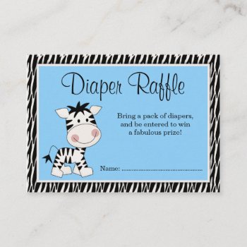 Cute Blue Zebra Baby Shower Diaper Raffle Enclosure Card by WhimsicalPrintStudio at Zazzle