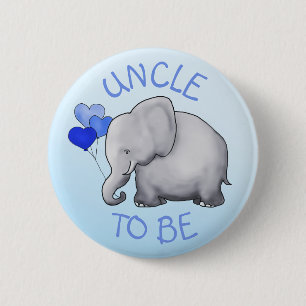 Cute BlueBalloon Elephant Baby Shower Uncle-to-Be Pinback Button