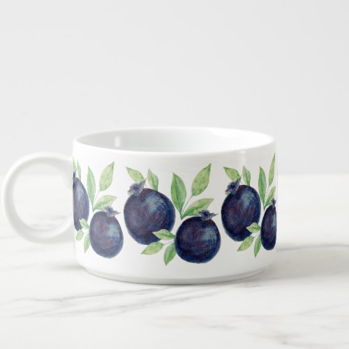 Cute Blueberries Watercolor Art Hand_painted Bowl