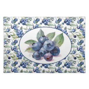 Cute Blueberries Watercolor  Cloth Placemat
