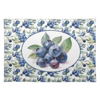 Cute Blueberries Watercolor Cloth Placemat