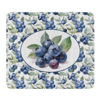 Cute Blueberries Watercolor Cutting Board
