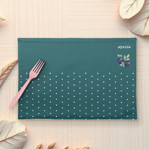 Cute Blueberries Watercolor Hand-painted Cloth Placemat
