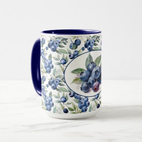 Cute Blueberries Watercolor Mug