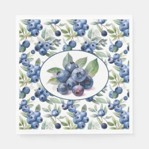 Cute Blueberries Watercolor Napkins