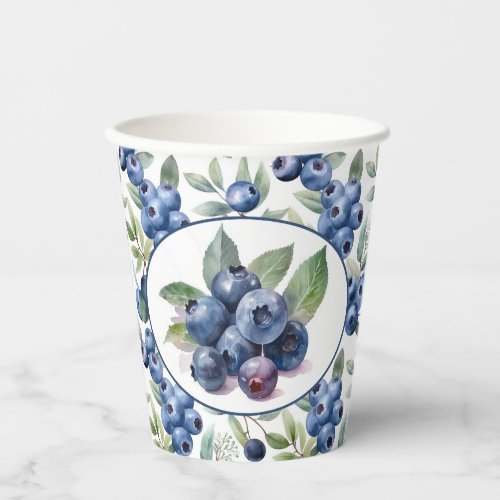 Cute Blueberries Watercolor Paper Cups