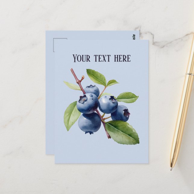 Cute blueberry add message fruit  postcard (Front/Back In Situ)