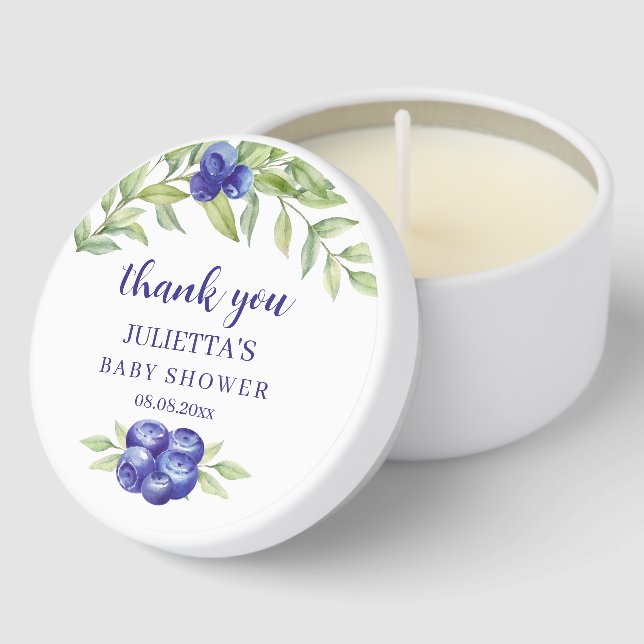 Cute Blueberry Baby Shower Thank You  Mini Candle Favors (Corner)