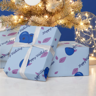 Cute Blueberry Birthday Personalized Wrapping Pape Paper
