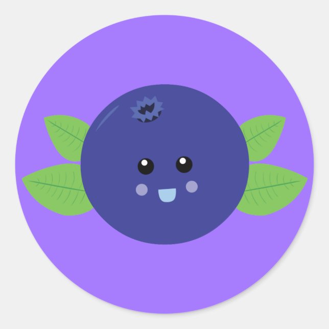 Cute Blueberry Classic Round Sticker (Front)