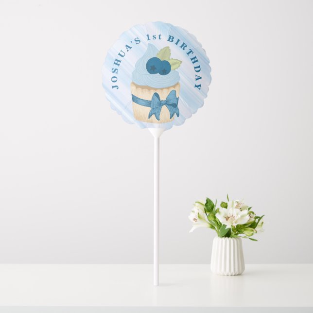 Cute Blueberry Cupcake Birthday Celebration  Balloon (In SItu)