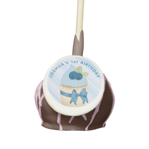 Cute Blueberry Cupcake Blue Birthday Celebration  Cake Pops