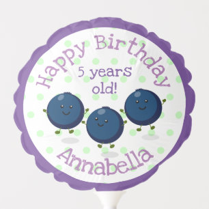 Cute blueberry friends cartoon illustration balloon