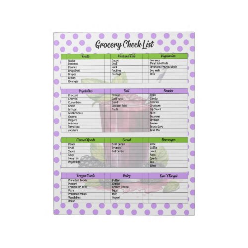 Cute Blueberry Grocery List  Notepad