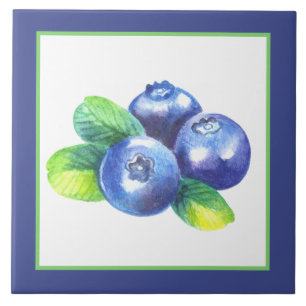 Cute blueberry lovers fruit kitchen ceramic tile