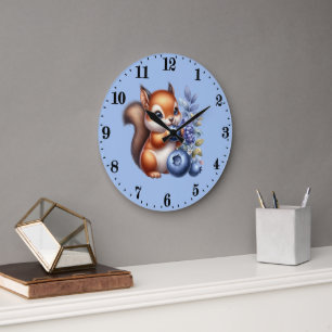 Cute blueberry lovers squirrel Clock