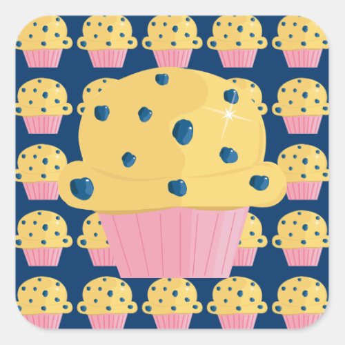 Cute Blueberry Muffin Stickers