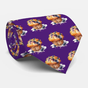 Cute blueberry muffin tiled neck tie
