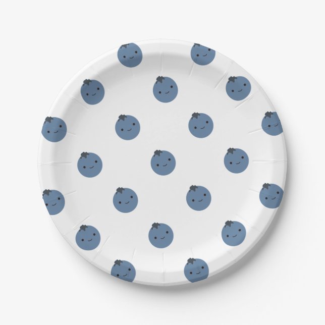 Cute Blueberry Paper Plates (Front)