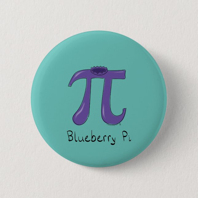 Cute Blueberry Pi Symbol Math Teacher Button (Front)
