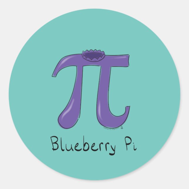 Cute Blueberry Pi Symbol Math Teacher Classic Round Sticker (Front)