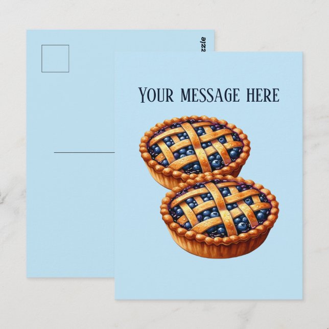Cute Blueberry pie add message business name Postcard (Front/Back)