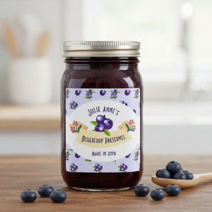 Cute Blueberry Preserves DIY Canning Food Label