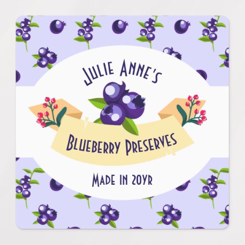 Cute Blueberry Preserves DIY Canning Food Label