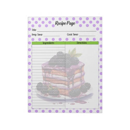 Cute Blueberry Recipe Notepad