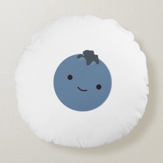 Cute Blueberry Round Pillow (Front)
