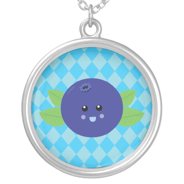 Cute Blueberry Silver Plated Necklace (Front)
