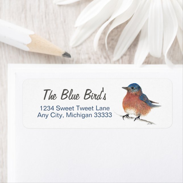 Cute Bluebird Art Label (Insitu)