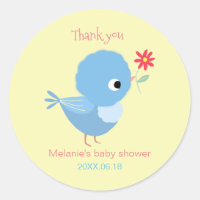 Cute Bluebird Baby Shower Birthday Party Favor Classic Round Sticker